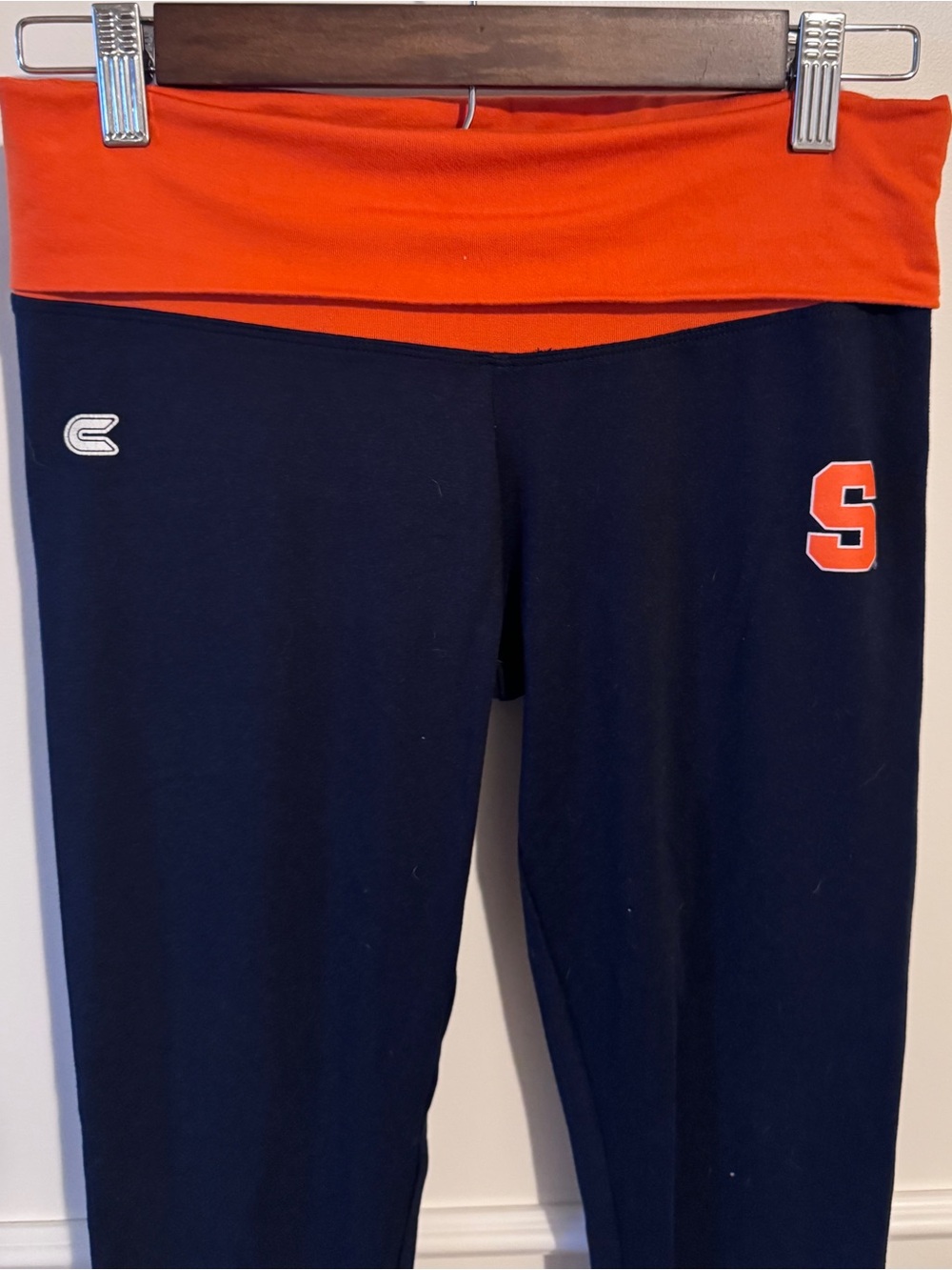 Colosseum Navy Leggings with Orange Fold-Over Waistband